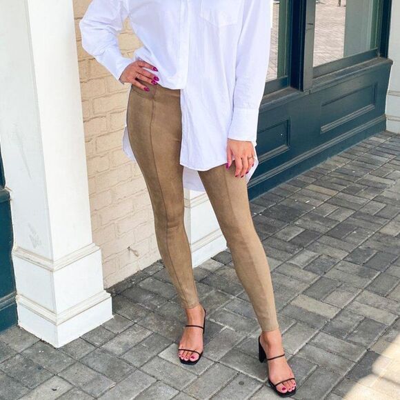 Spanx Faux Suede Leggings Camel Size Medium - Picture 14 of 14